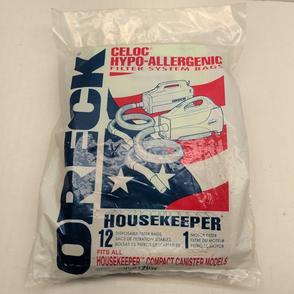Oreck Celoc Hypo-Allergenic Vacuum Bags Housekeeper Compact PKBB12DW 12pk
